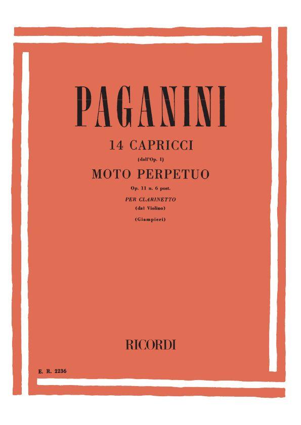 14 Capricci Dall'Op. 1 & 'Moto Perpetuo' Op.11  - N. 6 Per Clarinetto - noty pro klarinet